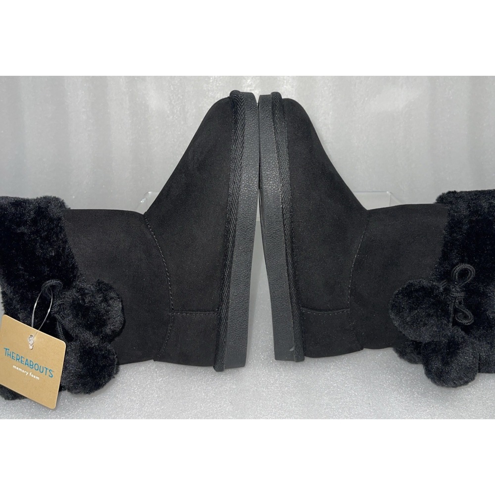 Thereabouts Willa Flat Heel Black Winter Boots Faux Fur Girls Size 12 NEW - Picture 13 of 16